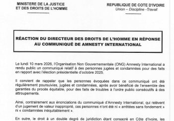 <strong>RÉACTION DE LA DIRECTION DES DROITS DE L’HOMME EN REPONSE AU COMMUNIQUÉ DE AMNESTY INTERNATIONAL</strong>